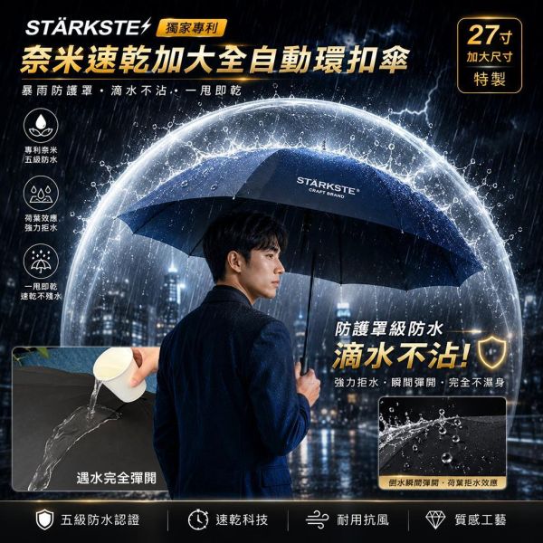 STÄRKSTE/奈米速乾加大全自動 環扣傘 