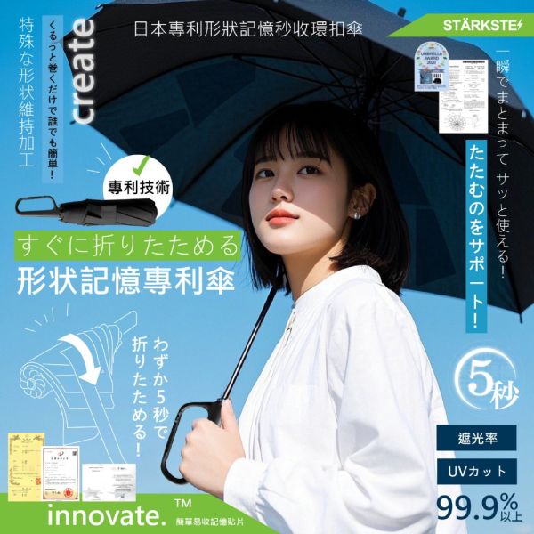 STÄRKSTE / 日本專利形狀記憶秒收環扣傘 