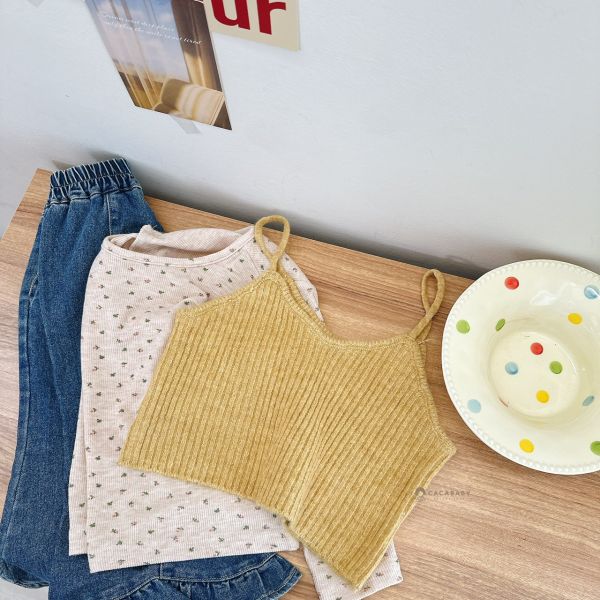 日系棉花糖碎花兩件套上衣 