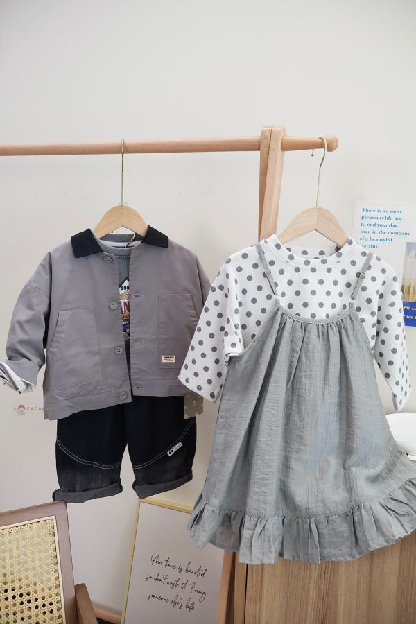 超帥灰藍色拼接領子風衣外套 