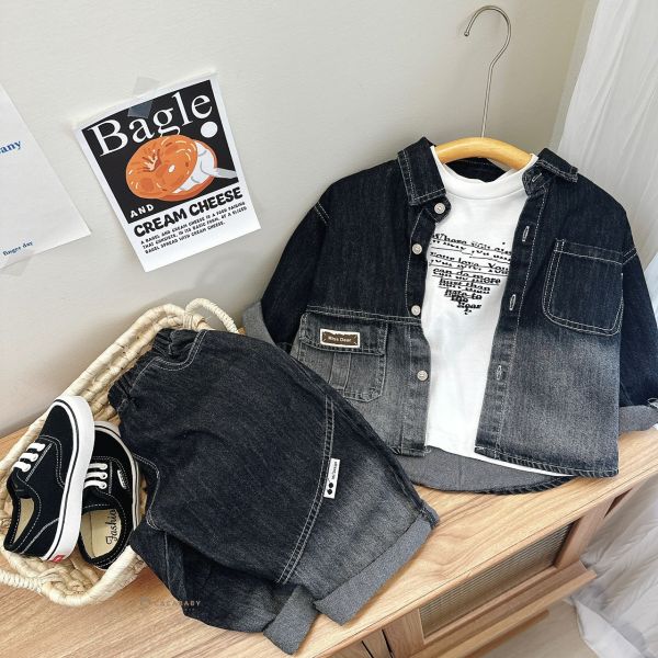 超級帥軟牛仔漸層三件套 