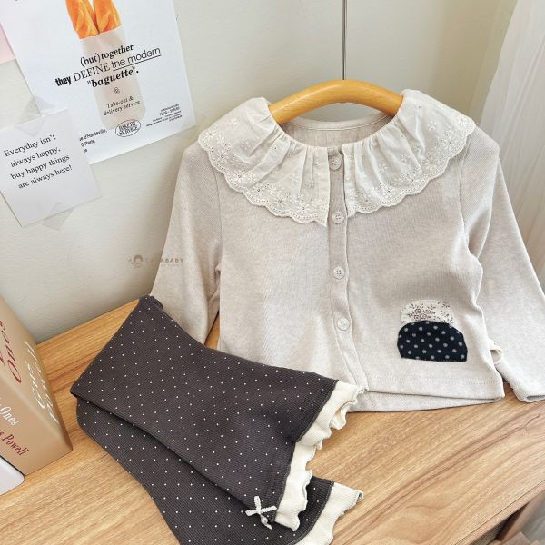 日系2WAY棉花糖蕾絲領針織外套 