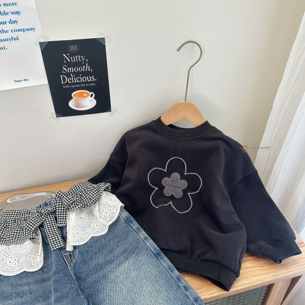 日系刺繡棉花糖花花衛衣 