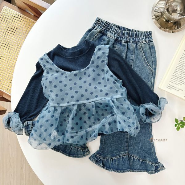 美的冒泡點點初戀兩件套上衣 