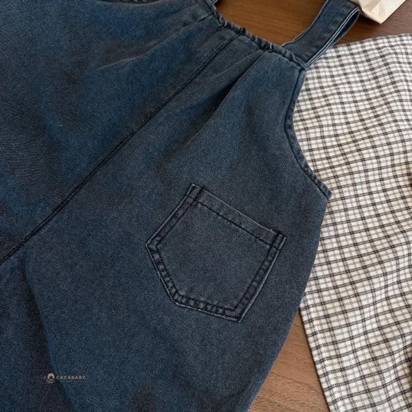 帥帥異材質拼接工裝吊帶褲 