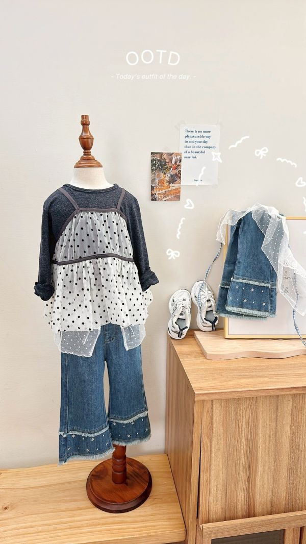 日系點點兩件套上衣 