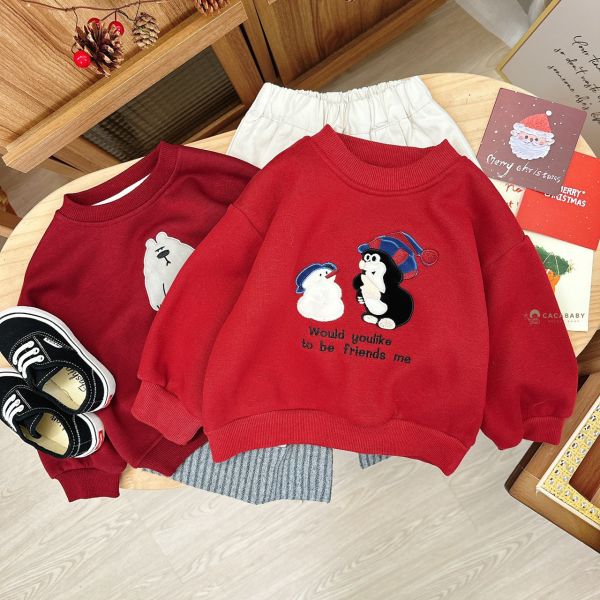 可愛毛毛電繡雪人內刷毛衛衣 