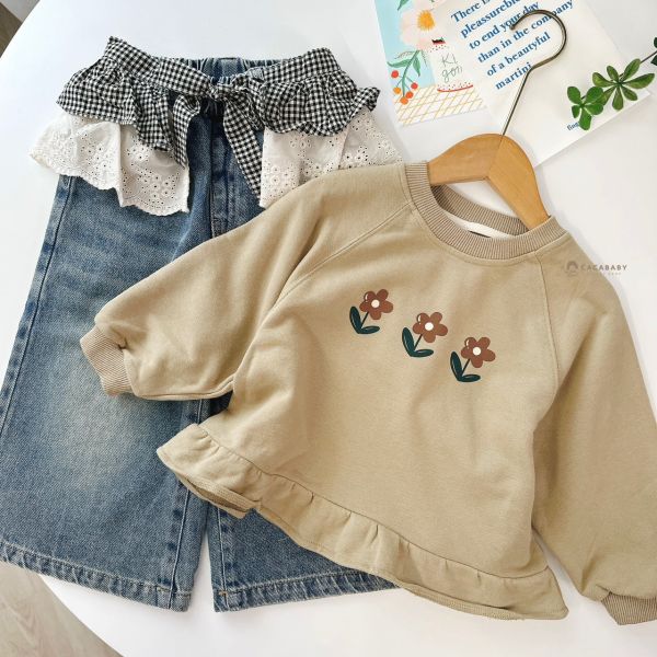 必買時髦黑格紋蕾絲屁簾寬褲 