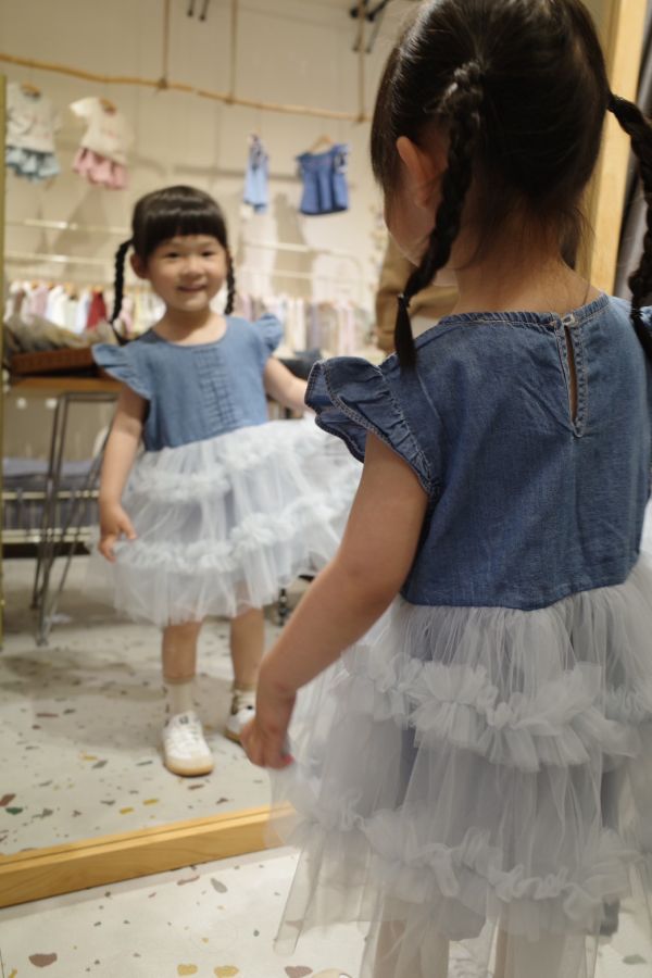 小女孩必備牛仔棉蓬蓬紗裙 