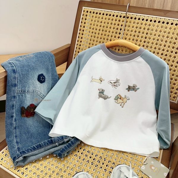 軟軟刺繡臘腸狗狗牛仔褲 