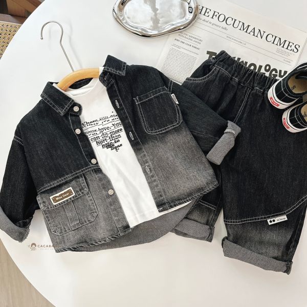 超級帥軟牛仔漸層三件套 