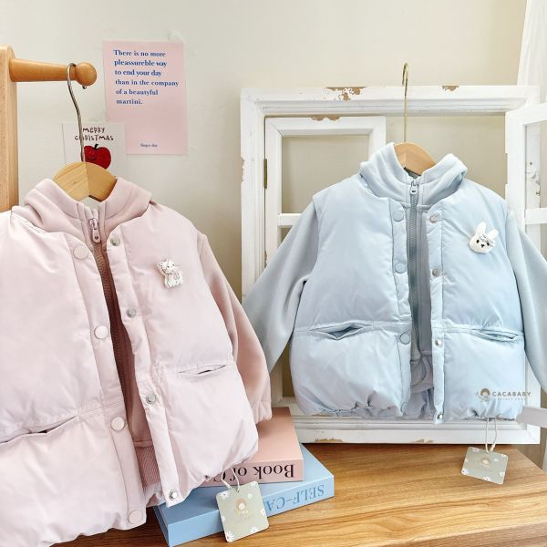 可愛馬卡龍色系內刷毛外套+背心兩件套 