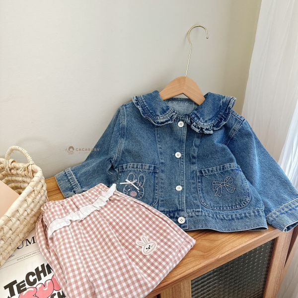 點播率很高的立體兔兔耳朵牛仔外套 