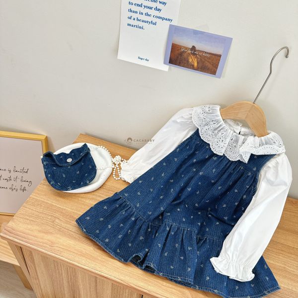 太愛了超爆軟牛仔三件套洋裝(有含包包) 