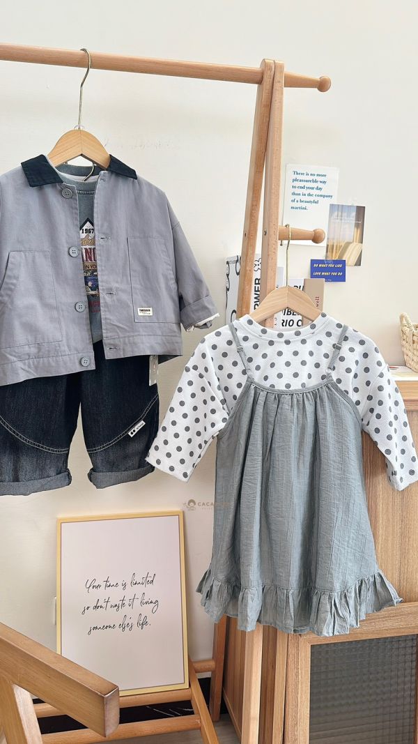 超帥灰藍色拼接領子風衣外套 