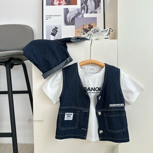 超帥深色牛仔棉三件套 