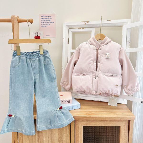 可愛馬卡龍色系內刷毛外套+背心兩件套 