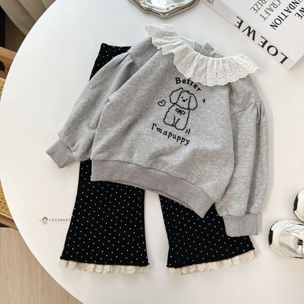 緹花領麻糬綿綿刺繡狗狗衛衣 