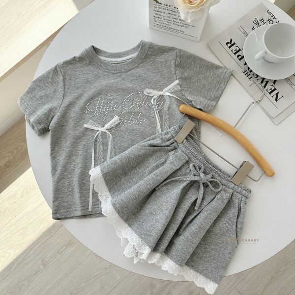 大童｜超舒服綁帶棉質蕾絲拼接褲 