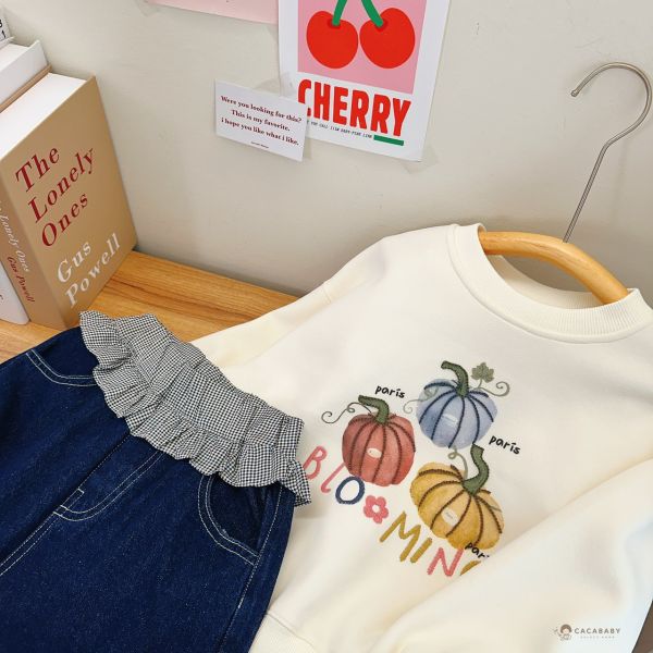 (中大童)也給我來一件格紋百搭深藍寬褲 