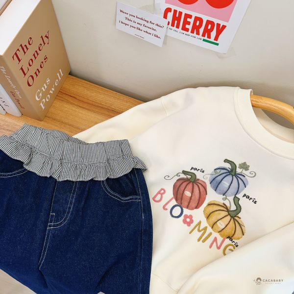 (中大童)也給我來一件格紋百搭深藍寬褲 