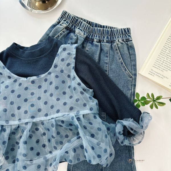 美的冒泡點點初戀兩件套上衣 