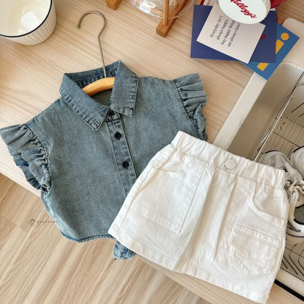 夏天必須要擁有一件軟綿綿短版牛仔棉綁結上衣 