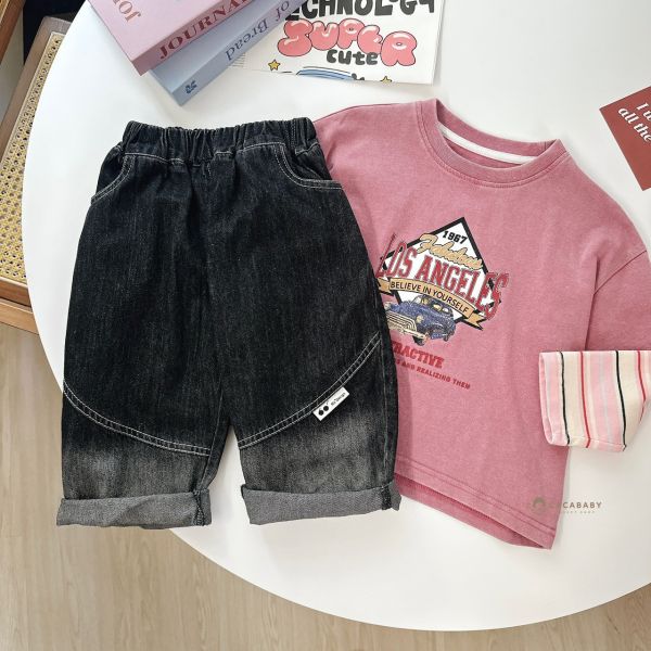 美式復古車車拼接袖上衣 