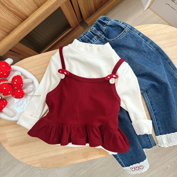 軟軟舒服認證可愛蘑菇珍兩件上衣 