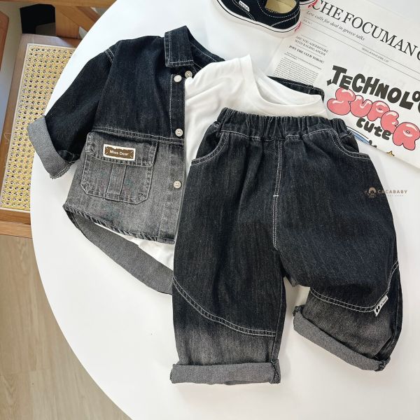 超級帥軟牛仔漸層三件套 