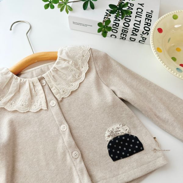 日系2WAY棉花糖蕾絲領針織外套 