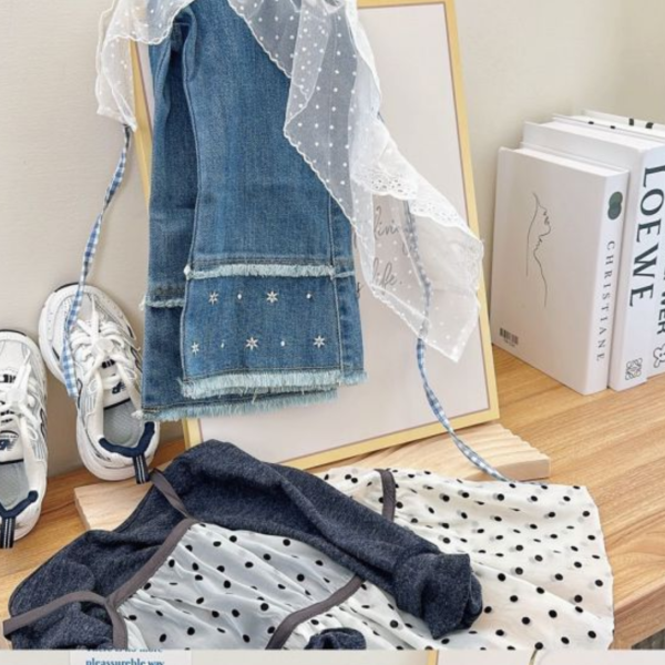 日系點點兩件套上衣 