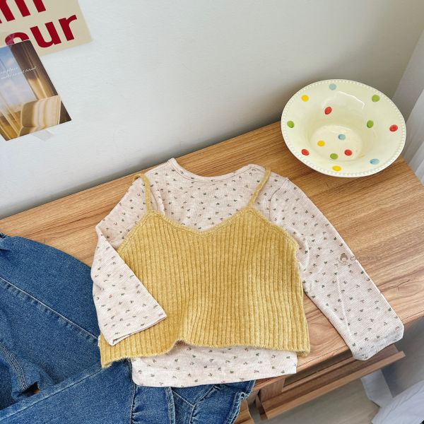 日系棉花糖碎花兩件套上衣 