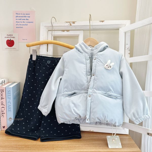 可愛馬卡龍色系內刷毛外套+背心兩件套 