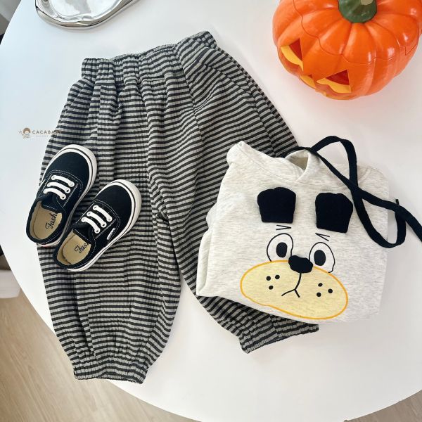 工作室黑馬太舒服縮口條紋褲 