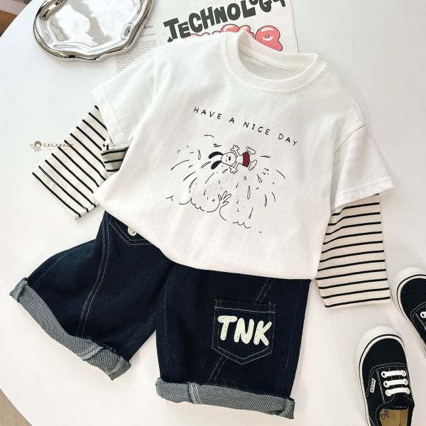 日系字母車線深藍帥褲 