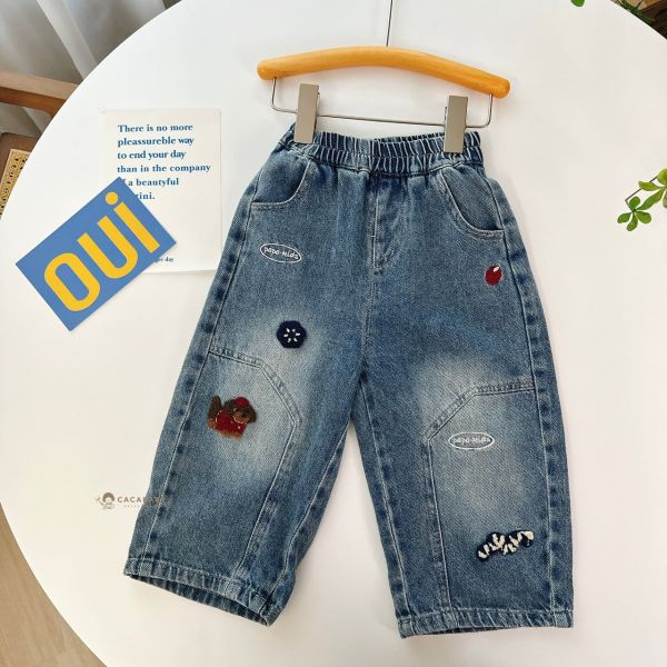 軟軟刺繡臘腸狗狗牛仔褲 