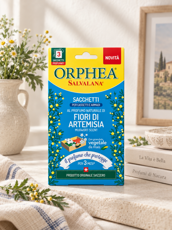 義大利ORPHEA歐菲雅 衣物香氛袋-艾草花香(3入/盒)-取代樟腦丸 