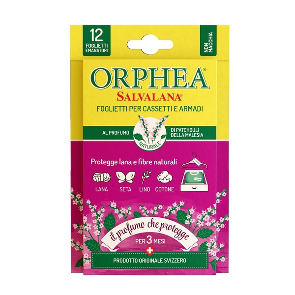 義大利ORPHEA歐菲雅 廣藿花香衣物環境保護片-全面取代樟腦丸(12片) 