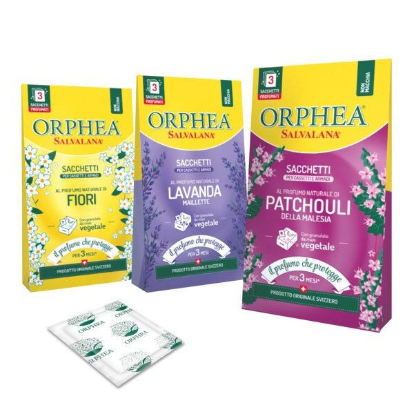 義大利ORPHEA歐菲雅 衣物香氛袋-經典花香/薰衣草/廣藿香-取代樟腦丸 12盒/箱 