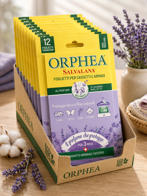 義大利ORPHEA歐菲雅 薰衣草香衣物環境保護片-全面取代樟腦丸(12片/盒) 24盒裝 