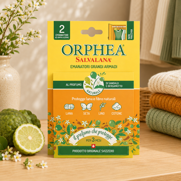 義大利ORPHEA歐菲雅 佛手柑衣物環境保護品-掛耳式(2個) ORPHEA 歐菲雅,衣櫃香氛,衣物香氛,收納空間香氛,掛耳,佛手柑,2入／盒,樟腦丸替代