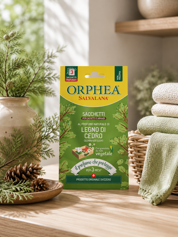 義大利ORPHEA歐菲雅 原木香氣 衣櫃香氛保護香氛袋 3包｜義大利製 ORPHEA 歐菲雅,衣櫃香氛,衣物香氛,收納空間香氛,香氛袋,原木香氣,3入／盒,樟腦丸替代