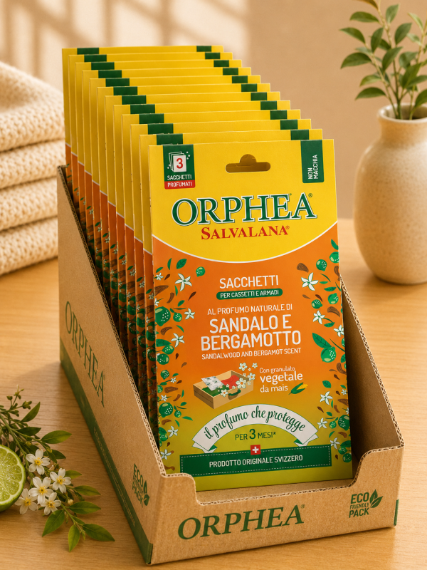 ORPHEA 歐菲雅衣櫃香氛香氛袋｜佛手柑香 3入／盒・12盒／箱 ORPHEA 歐菲雅,衣櫃香氛,衣物香氛,收納空間香氛,香氛袋,佛手柑,12盒／箱,樟腦丸替代