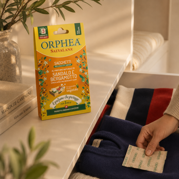義大利ORPHEA歐菲雅 佛手柑香 衣櫃香氛保護香氛袋 3包｜義大利製 ORPHEA 歐菲雅,衣櫃香氛,衣物香氛,收納空間香氛,香氛袋,佛手柑,3入／盒,樟腦丸替代