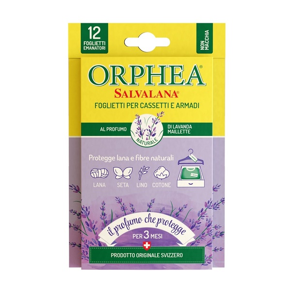 義大利ORPHEA歐菲雅 薰衣草香衣物環境保護片-全面取代樟腦丸(12片) 