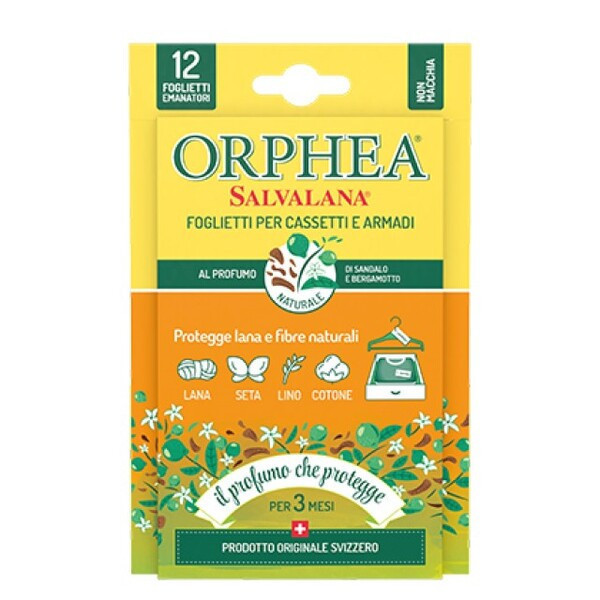 義大利ORPHEA歐菲雅 佛手柑衣物環境保護片-全面取代樟腦丸(12片) 