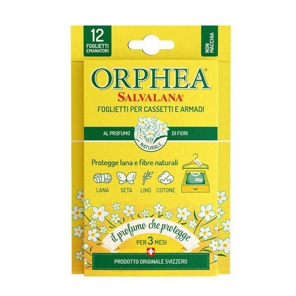 義大利ORPHEA歐菲雅 經典花香衣物環境保護片-全面取代樟腦丸(12片) 