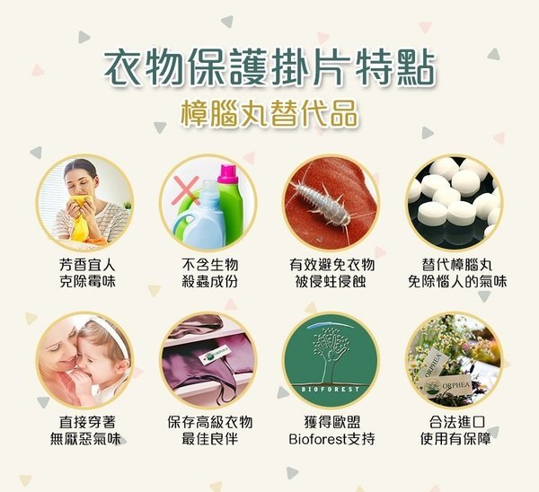 義大利ORPHEA歐菲雅 廣藿花香衣物環境保護片-全面取代樟腦丸(12片) 