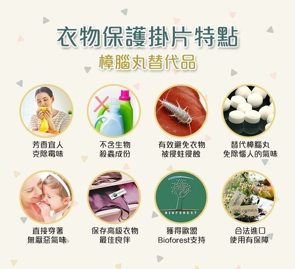 義大利ORPHEA歐菲雅 佛手柑衣物環境保護片-全面取代樟腦丸(12片) 